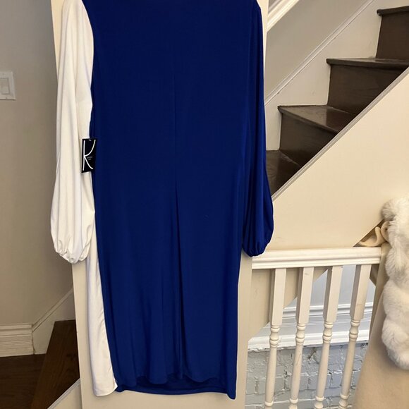 Blue and White Kasper Dress Open Sleeve Color Block NWT - Picture 6 of 11